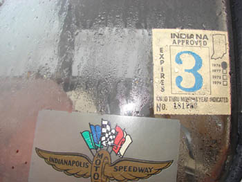 1957 Chevy 210 wagon, 1975 Indiana state inspection sticker.